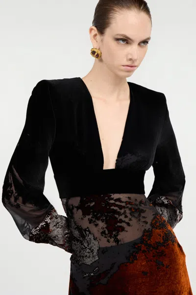 Roberto Cavalli Black Mini Dress With Marine Print In Black