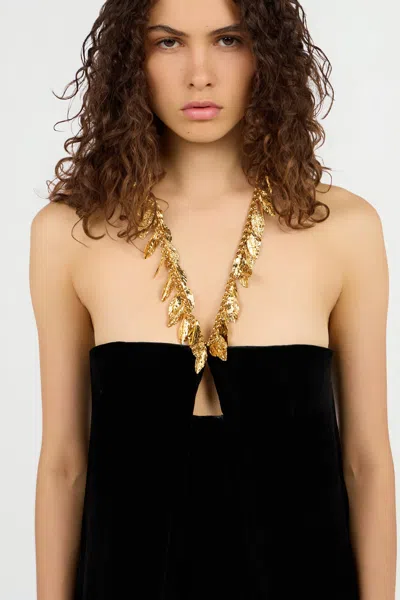 Roberto Cavalli Dress With Gold Leaf Embellishment In Black