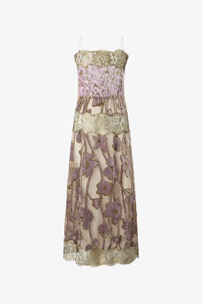 Roberto Cavalli Nude And Lilac Dress With Floral Pattern In Neutral