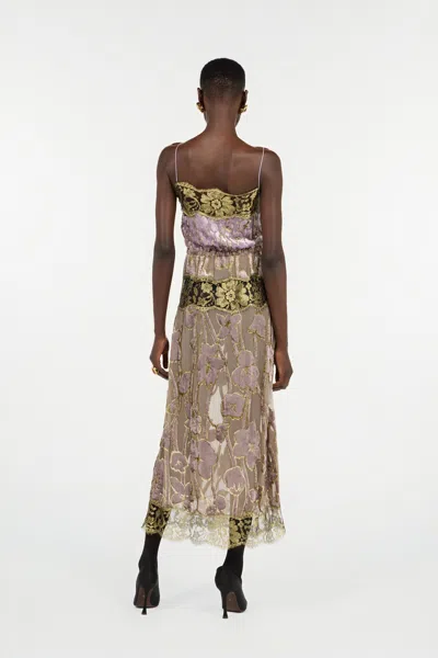 Roberto Cavalli Nude And Lilac Dress With Floral Pattern In Neutral