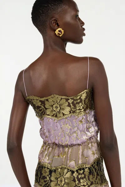Roberto Cavalli Nude And Lilac Dress With Floral Pattern In Neutral