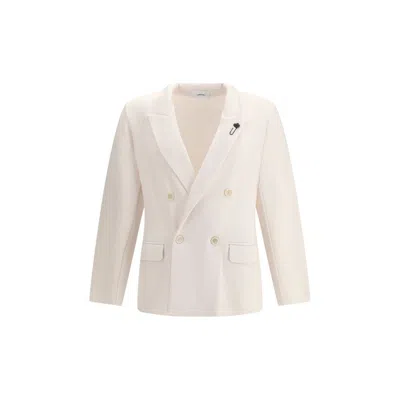 Lardini Double-breasted Pocket Blazer In White