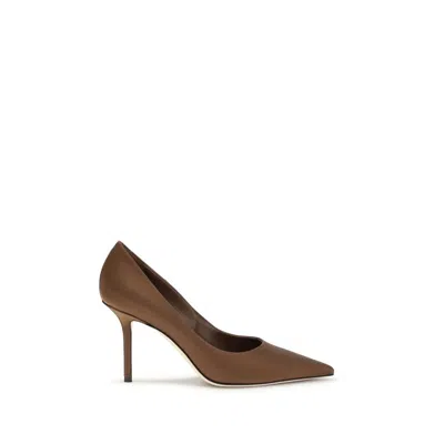 Jimmy Choo Pointed Toe Slip On Pumps In Brown