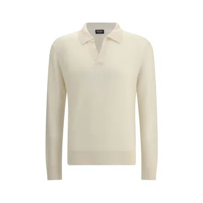 Zegna Cashmere Polo In White