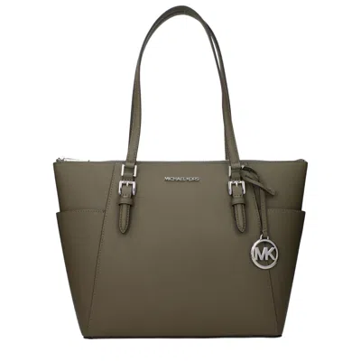 Michael Kors Green Leather Shoulder Bag In Green
