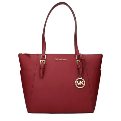 Michael Kors Red Leather Shoulder Bag In Red