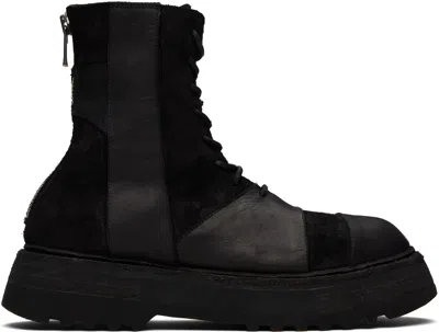 Guidi Black Limited Edition Soft Horse Leather Boots In Animal Print