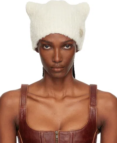 Knwls Beige Precious Beanie In White