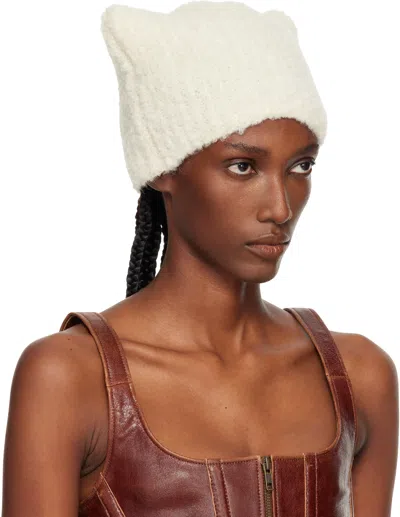 Knwls Beige Precious Beanie In White