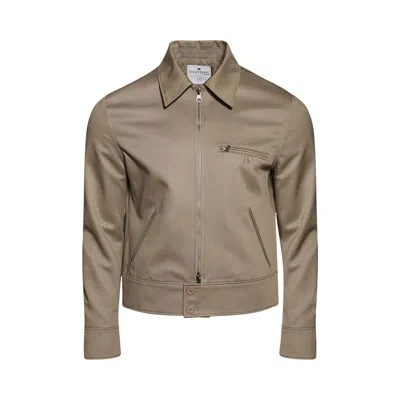 Pre-owned Courrèges Logo Patch Zip-up Jacket 'beige' | Tan | Men's Size 50 In Brown