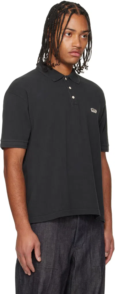 Visvim Black Jumbo Weller S/s Dmgd Polo In Black