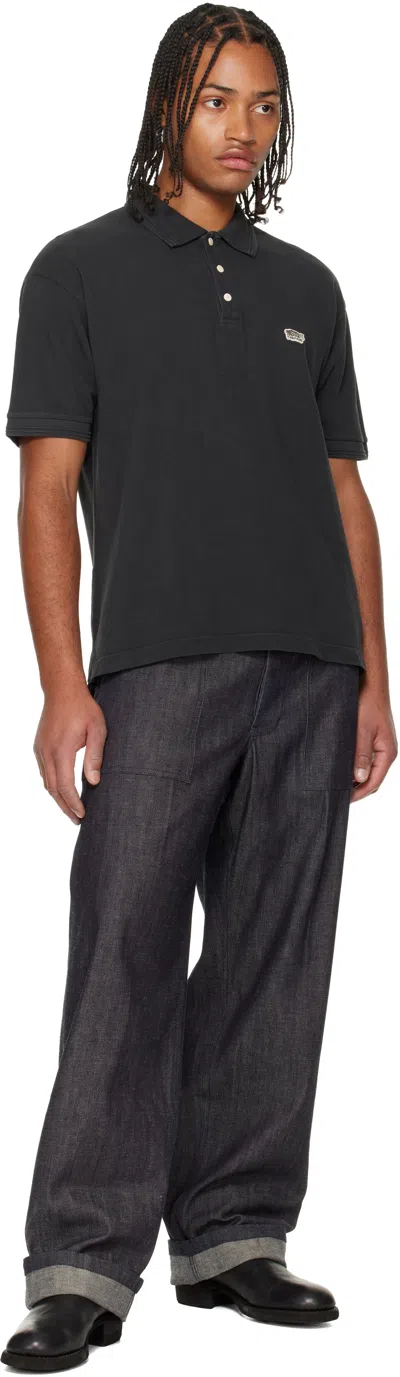 Visvim Black Jumbo Weller S/s Dmgd Polo In Black