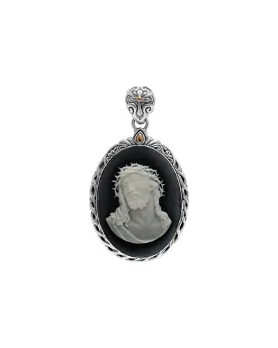 Samuel B. Silver 31.90 Ct. Tw. Black Agate Pendant In Metallic