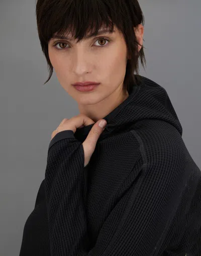 Herno Laminar Sweatshirt In Waffle Jersey In Black