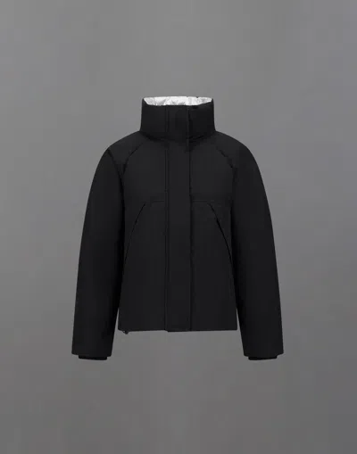 Herno Oversized Metallic Crinkle Jacket With High Collar In Black