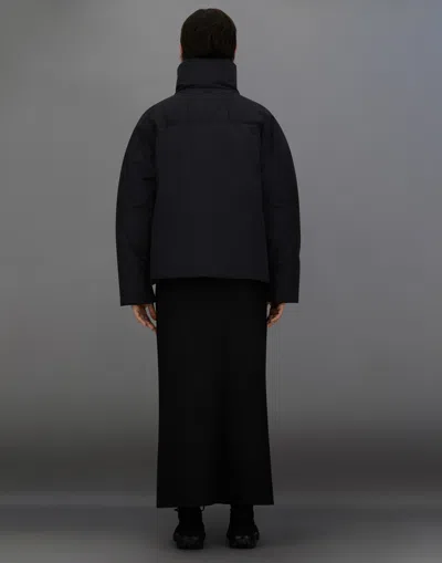 Herno Oversized Metallic Crinkle Jacket With High Collar In Black