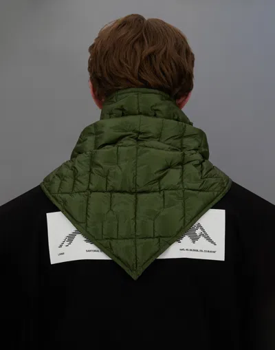 Herno Laminar Scarf In Quilted Ripstop In Green