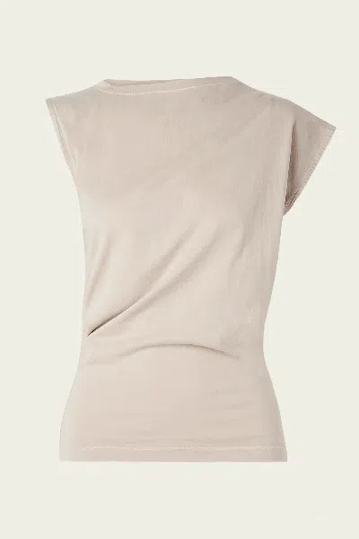 Agolde Beth Draped Organic Cotton-jersey T-shirt In Brown