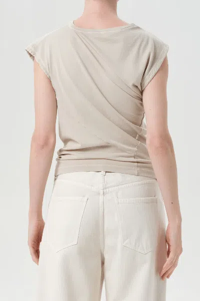 Agolde Beth Draped Organic Cotton-jersey T-shirt In Brown