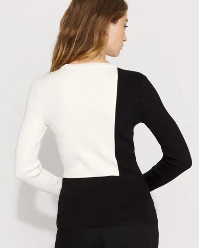 White House Black Market Petite Square Colorblock Pullover Sweater In White