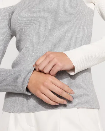 White House Black Market Petite Colorblock Long Sleeve Pullover Sweater In Multi