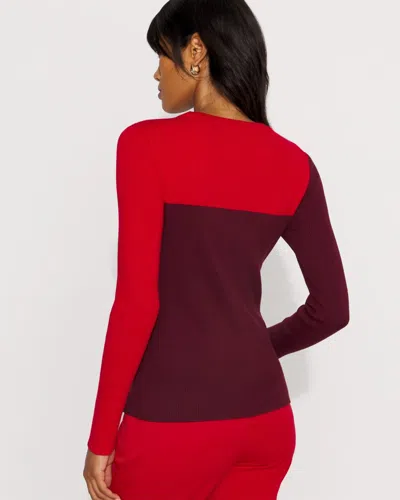 White House Black Market Petite Square Colorblock Pullover Sweater In Red