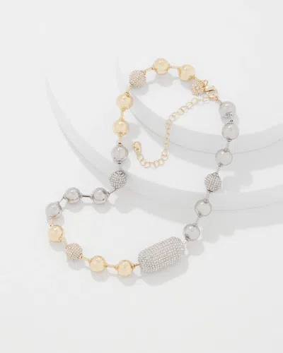 White House Black Market Mixed Metals + Pave Short Necklace |  In Gold