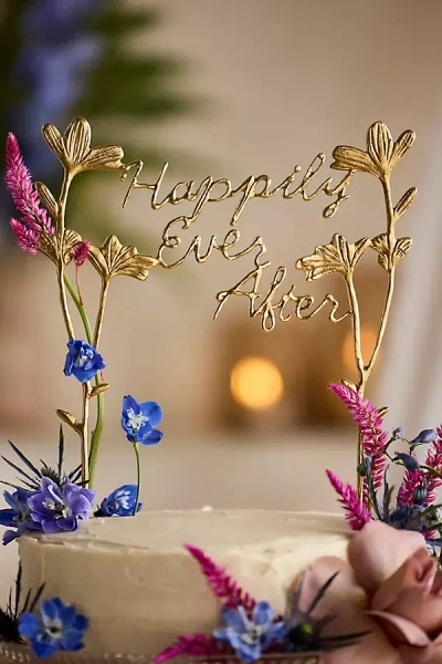 Terrain Happily Ever After Brass Cake Topper In Gold
