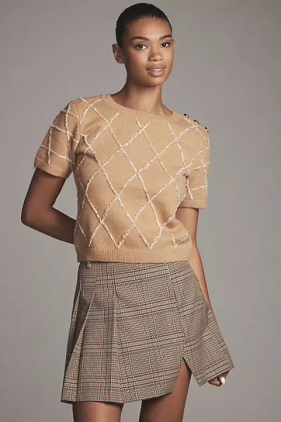 Endless Rose Crew-neck 3d Embroidered Sweater Tee In Brown