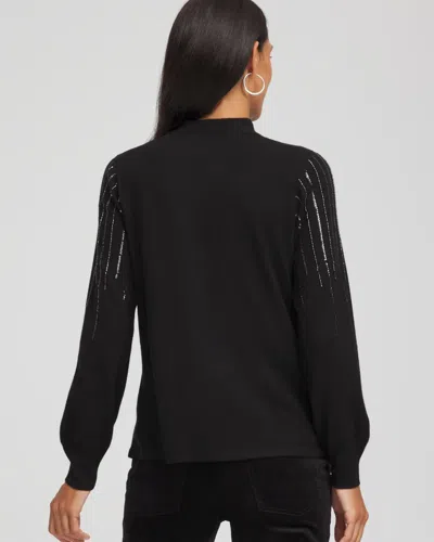 Chico's Embellished Mockneck Sweater In Black In Black
