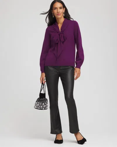 Chico's Ella Bow-detailed Sweater In Purple Royale In Purple