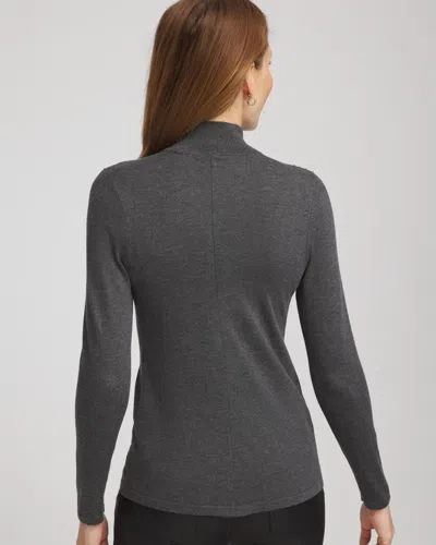 Chico's Ella Rhinestone Mockneck Sweater In Gray In Gray