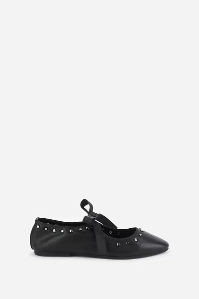 Intentionally Blank Peak Ribbon-tie Ballet Flats In Black