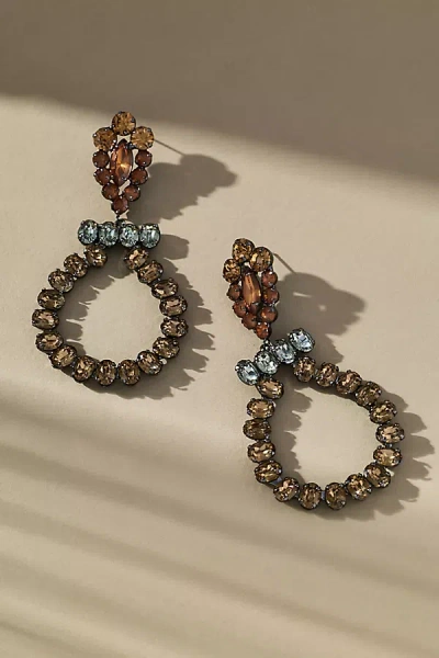 By Anthropologie Circular Crystal Drop Earrings In Black