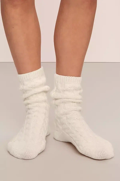 Eberjey Cozy Cable-knit Crew Socks In White