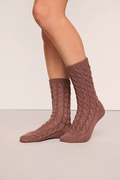 Eberjey Cozy Cable-knit Crew Socks In Pink