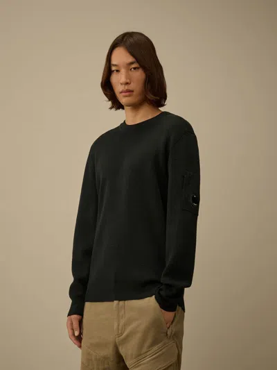 C.p. Company Re-woll Crewneck Lens Sweater In Green
