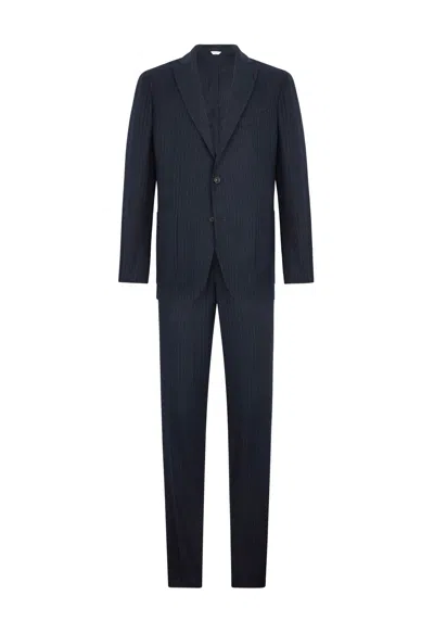 Boglioli Pinstripe Flannel K-suit In Blue