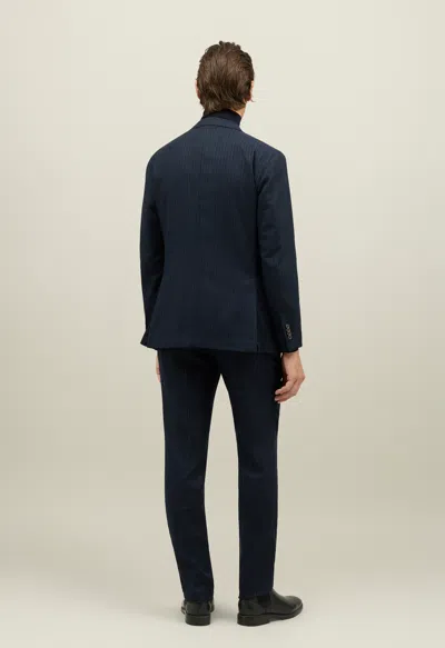 Boglioli Pinstripe Flannel Double-breasted K-suit In Blue