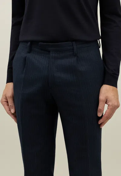 Boglioli Pinstripe Flannel Double-breasted K-suit In Blue