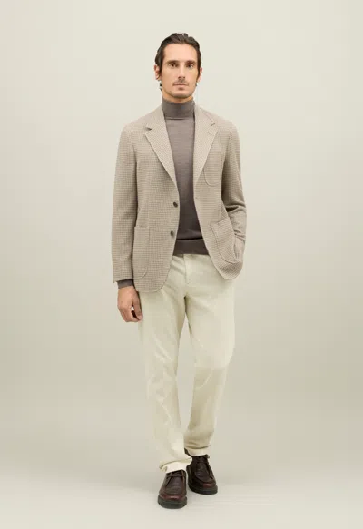 Boglioli Houndstooth Soft Wool Blend Windsor Jacket In Neutral