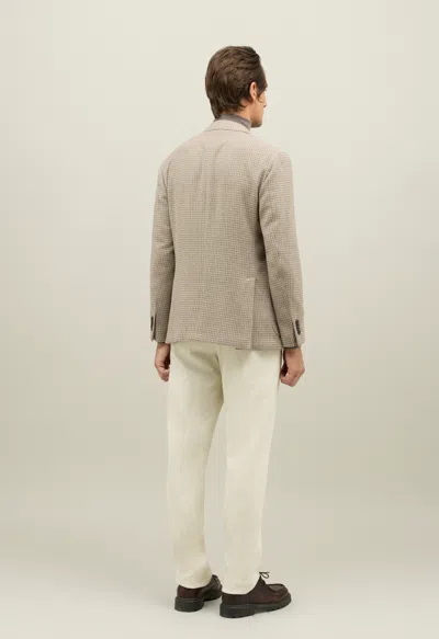 Boglioli Houndstooth Soft Wool Blend Windsor Jacket In Neutral