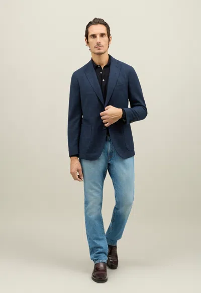 Boglioli Prince Of Wales Wool Blend K-jacket In Blue