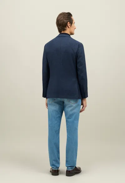 Boglioli Prince Of Wales Wool Blend K-jacket In Blue