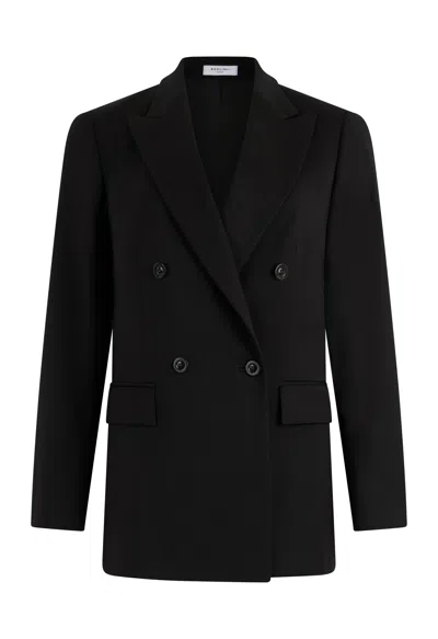 Boglioli Stretch Gabardine Bianca Blazer In Black
