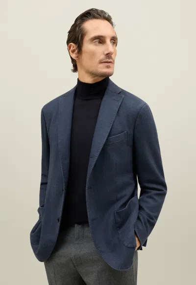Boglioli Garment Dyed Cashmere Micro-structure K-jacket In Blue