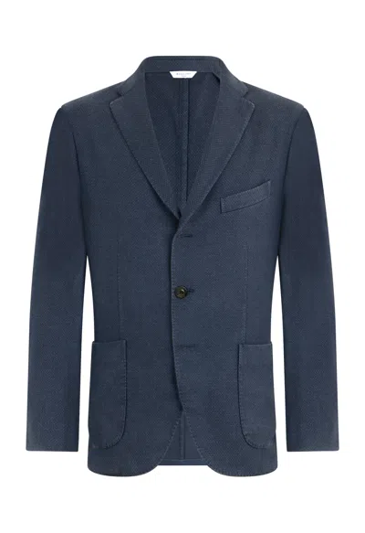 Boglioli Garment Dyed Cashmere Micro-structure K-jacket In Blue