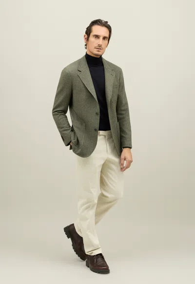 Boglioli Houndstooth Soft Wool Blend Windsor Jacket In Green