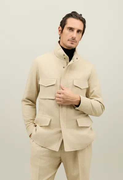 Boglioli Flannel Padded Field Jacket In White