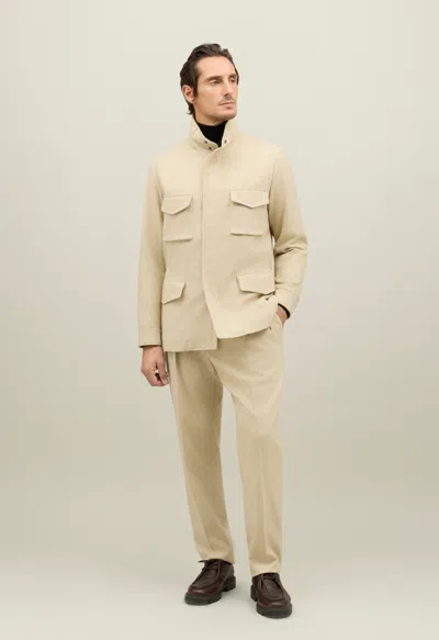 Boglioli Flannel Padded Field Jacket In White